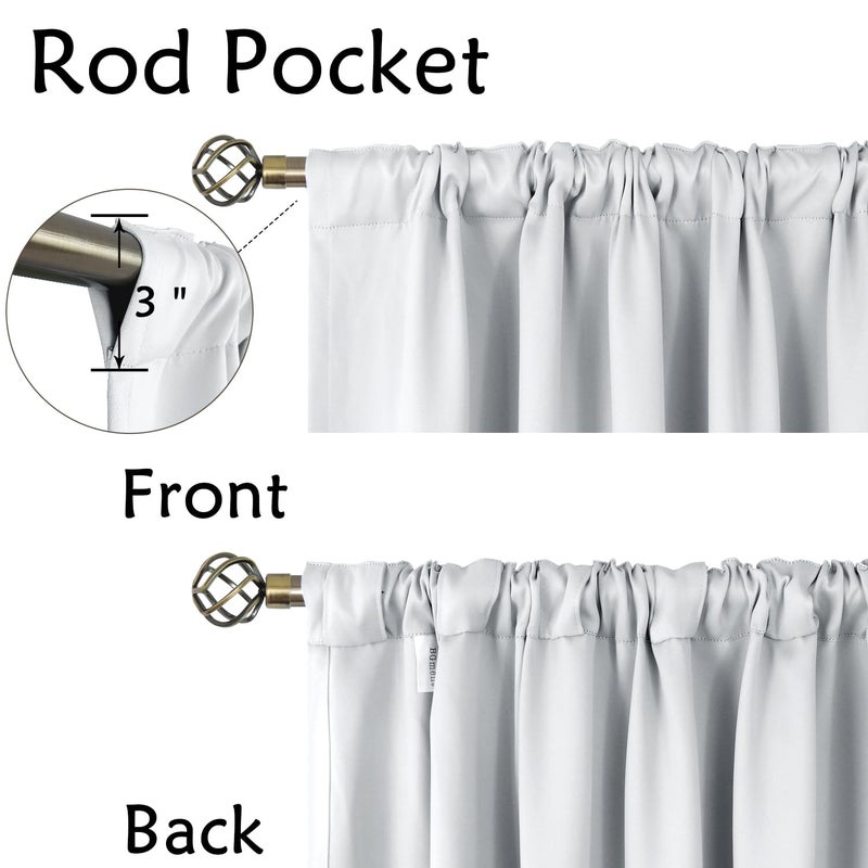 BGment White Curtains for Bedroom - 52 x 84 inch Rod Pocket and Back Tab Thermal Insulated Room Darkening Curtains for Living Room, 2 Panels Set, Greyish White - Image 3